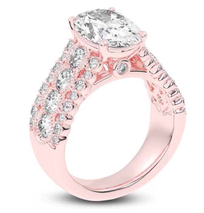 4.75ct tw Carat Lab-Created Oval-Cut Diamond Engagement Ring in 14K Rose / White / Yellow Gold | SimplyIn Diamonds Studio - Image 2